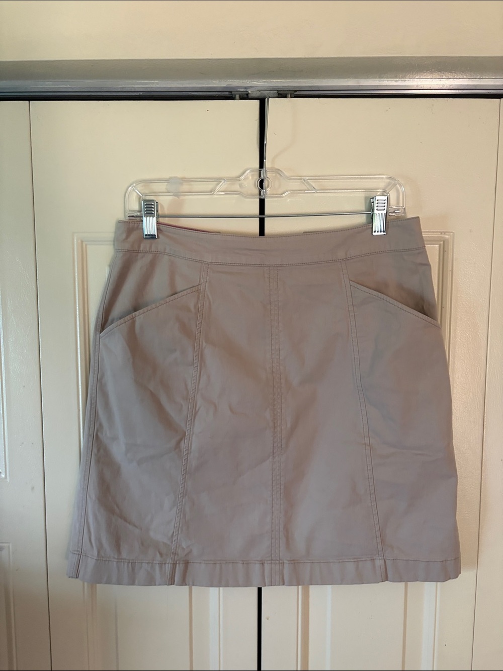 Boden skirt preppy utility A line denim khaki, versatile  summer zipper  size 8